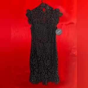 NWT- Storia Elegant Black Lace Midi Dress Small